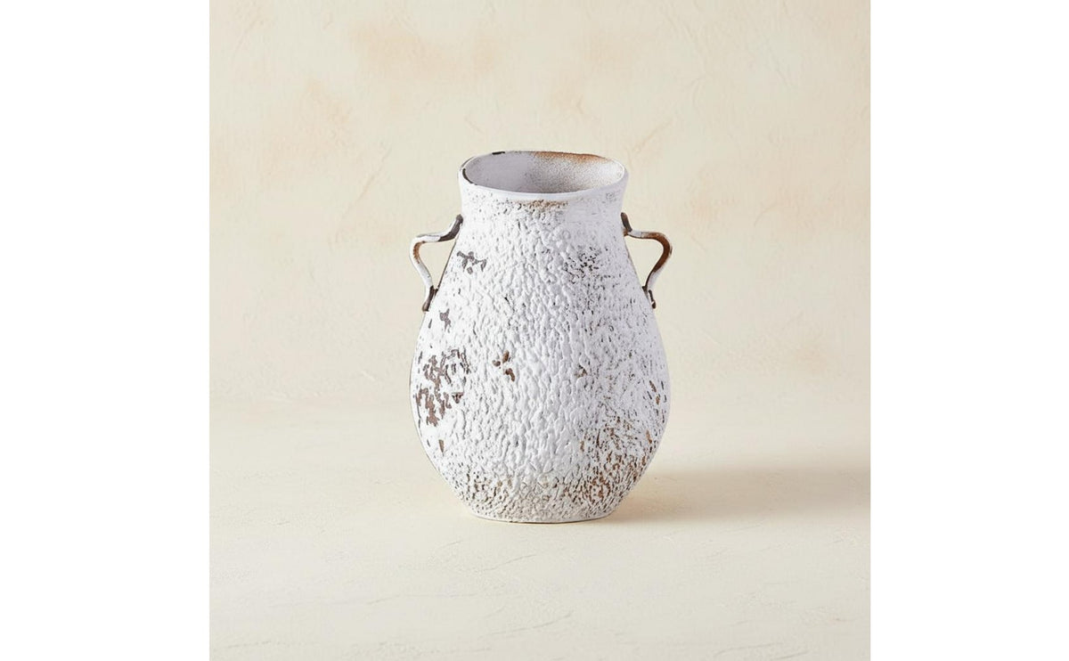 Handled Ceramic Vase with Handle Modern Chinese Style Textured Ceramic Vase Artisanal Appearance Home Decor for Entryway, TV Stand