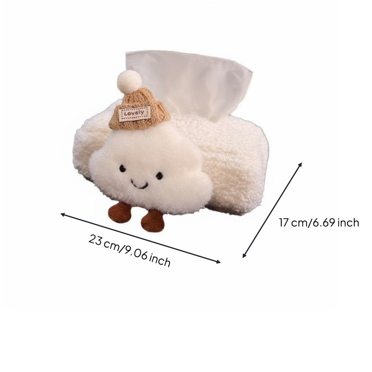 Decorative Soft Puff Tissue Holder Easy to Refill Cute Soft Puff Car Tissue Case Zipper Closure for Women, Kids
