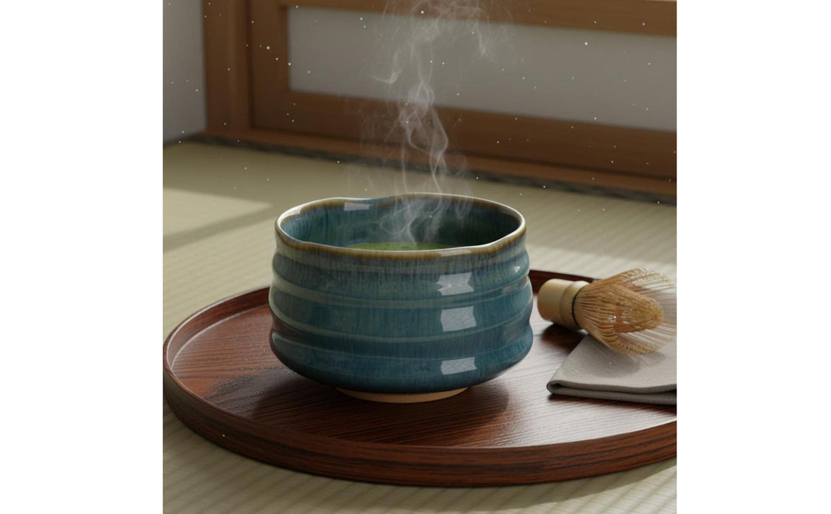 Handmade Pottery Tea Bowl Rustic Texture Tea Bowl High-Temperature Fired Tenmoku Glaze Cup