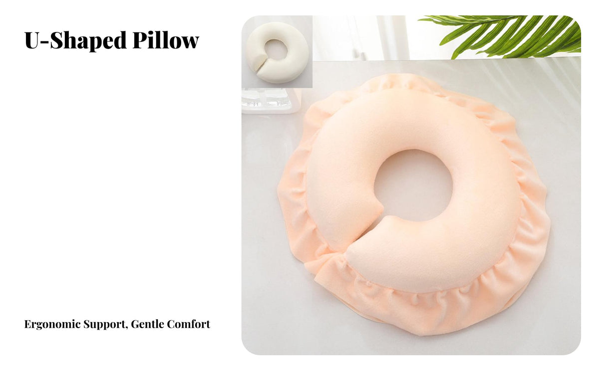 U-Shaped Face Pillow Comfortable Massage Table Face Cradle Supportive Spa Headrest Pillow for Beauticians, Office Workers, Beauty Salon, Home, Travel