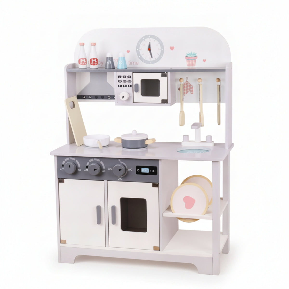 Freestanding Pretend Kitchen Set Children's Kitchen Playset Open Shelving for Children