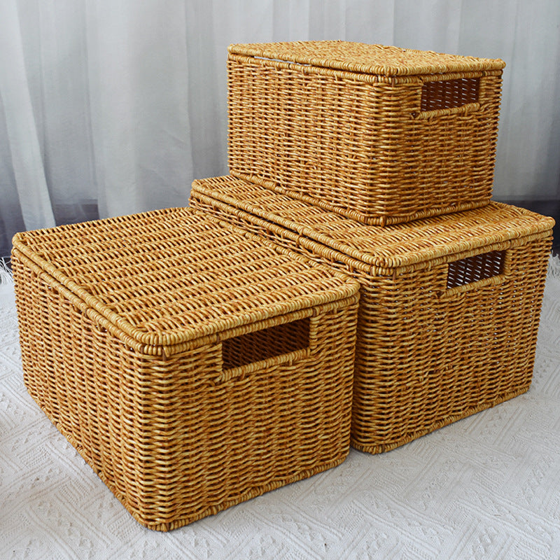 Plastic Rattan-Style Storage Box for Organizing Clothes and Accessories
