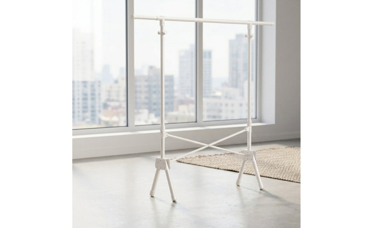 No Installation Required Clothes Rack with Telescopic Bar Lightweight Folding Clothes Rack Retractable Compact for Apartment