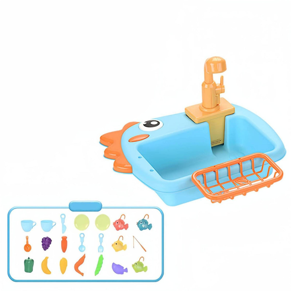 Circulating Play Sink with Fishing Toys Battery-Operated Toy Sink with Running Water Interactive Water Play Toy Child-Friendly for Preschoolers, Toddlers, Kids, Playroom, Preschool, Sensory Table