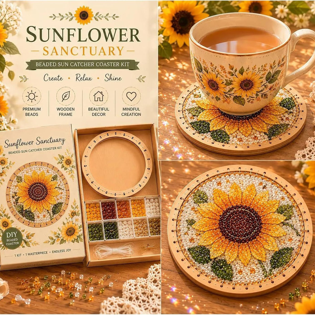 Beaded Sun Catcher Coaster Set