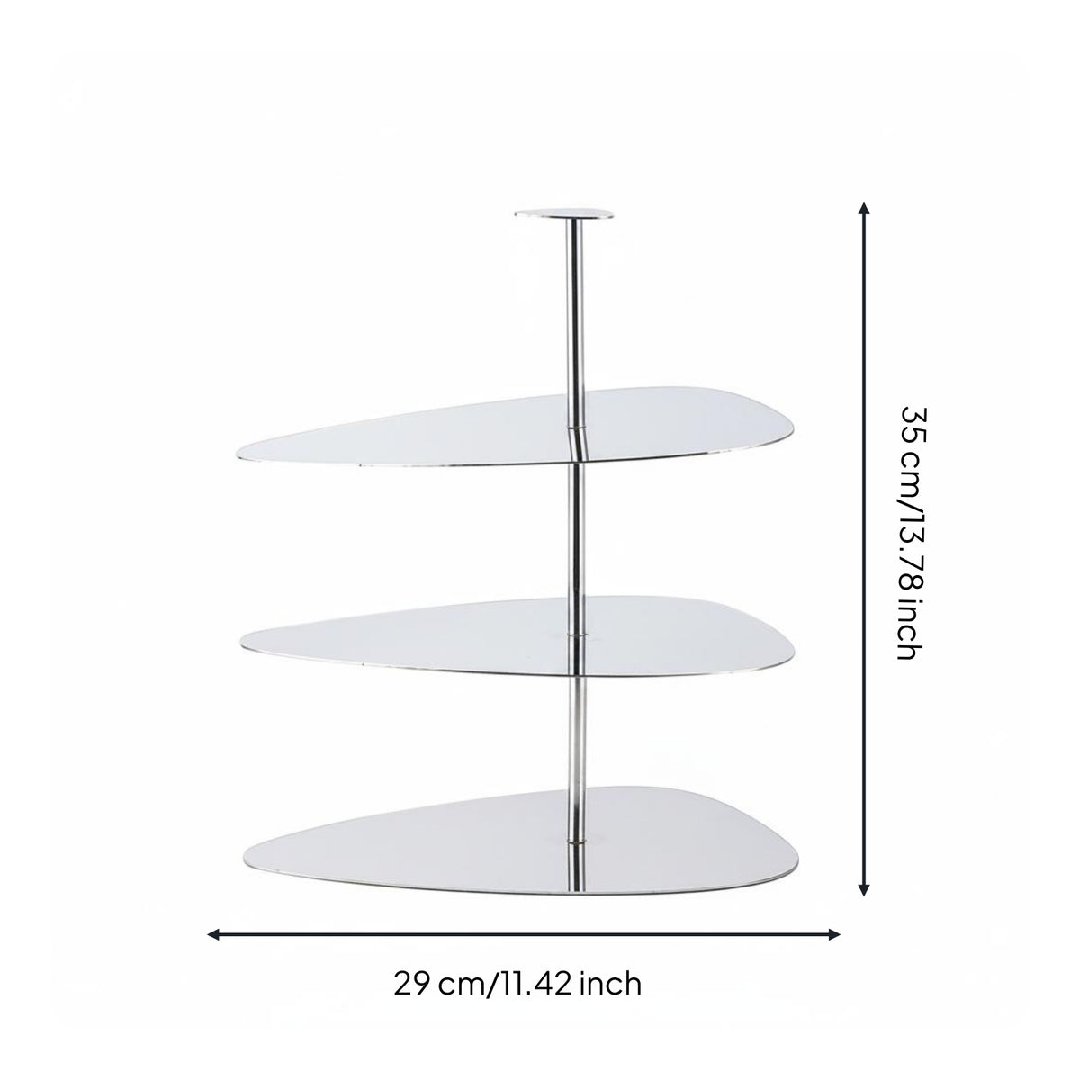 Three-Tier Dessert Stand Rounded Trays Mirrored Dessert Tray Assembly to Clean Food Display