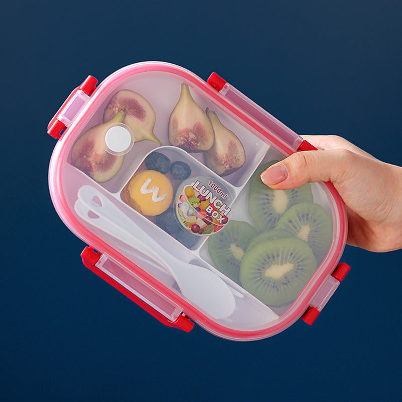 2-Layer Bento Box with Utensils Leak-Resistant Compartment Lunch Container Includes Fork and Spoon Salad Lunch Container for Professionals, School