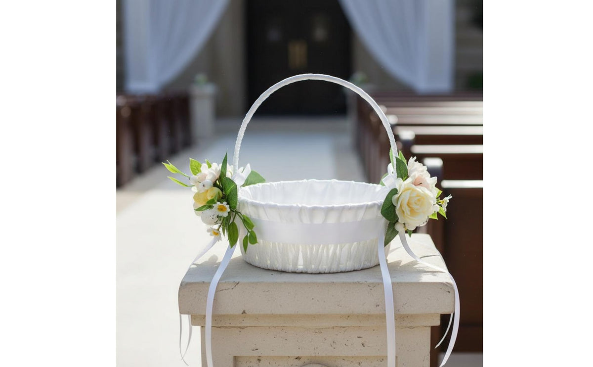 Flower Girl Flower Basket Pastel Colors Wedding Decor Keepsake for Bridesmaid