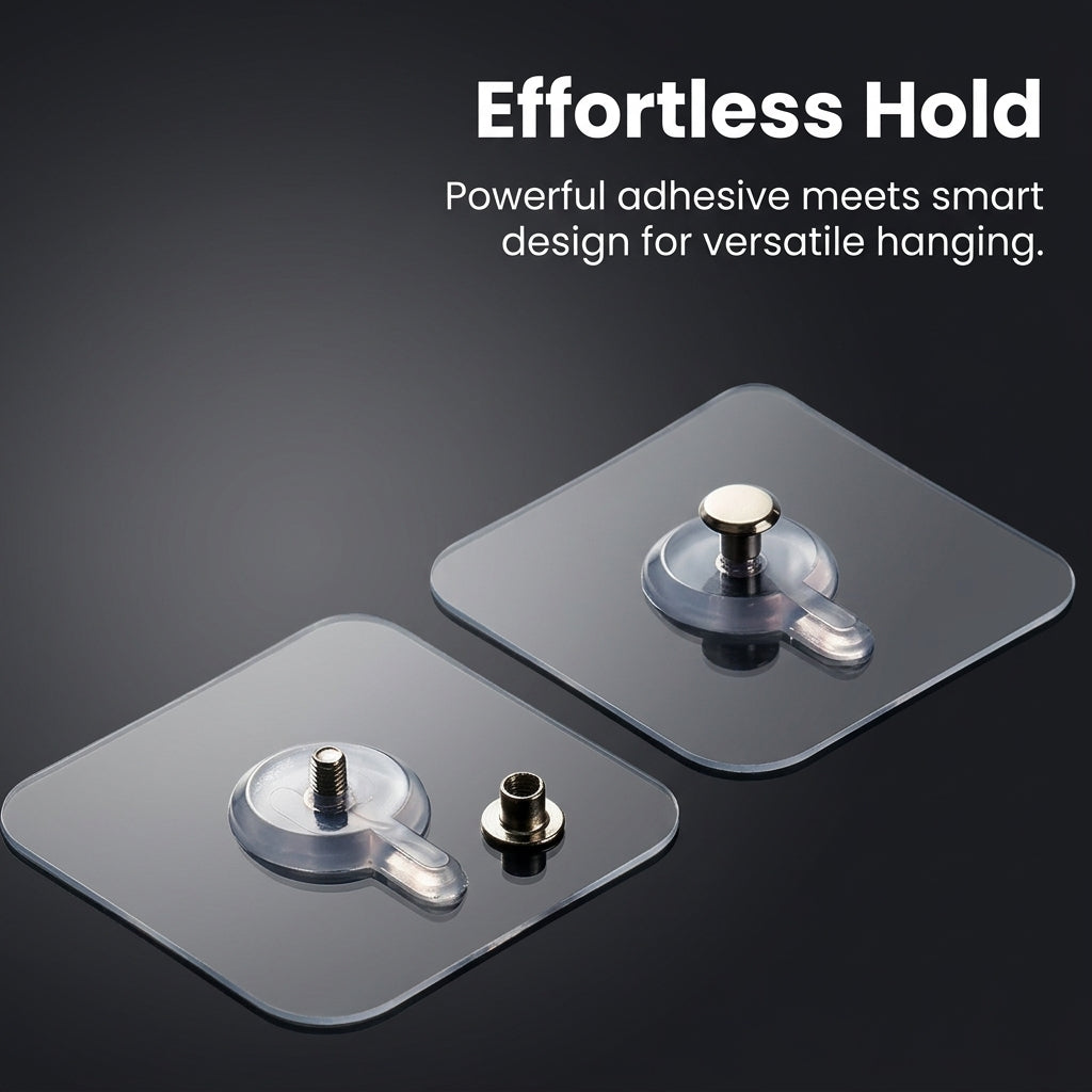Adhesive Wall Hooks No Drill Heavy Duty, Strong Traceless Hanging Hook for Kitchen, Decorative Utility Hooks for Homeowners