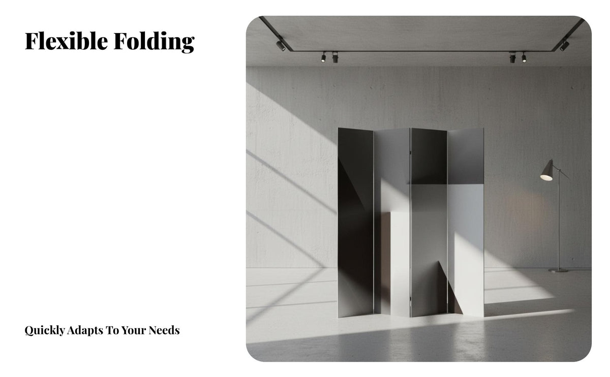 Mobile Foldable Panel Partition Modern Design 4-Panel Folding Divider Freestanding Privacy Screen Portable for Homeowners, Office Workers, Living Room, Expansive-Plan Areas, Studio Apartments, Classroom
