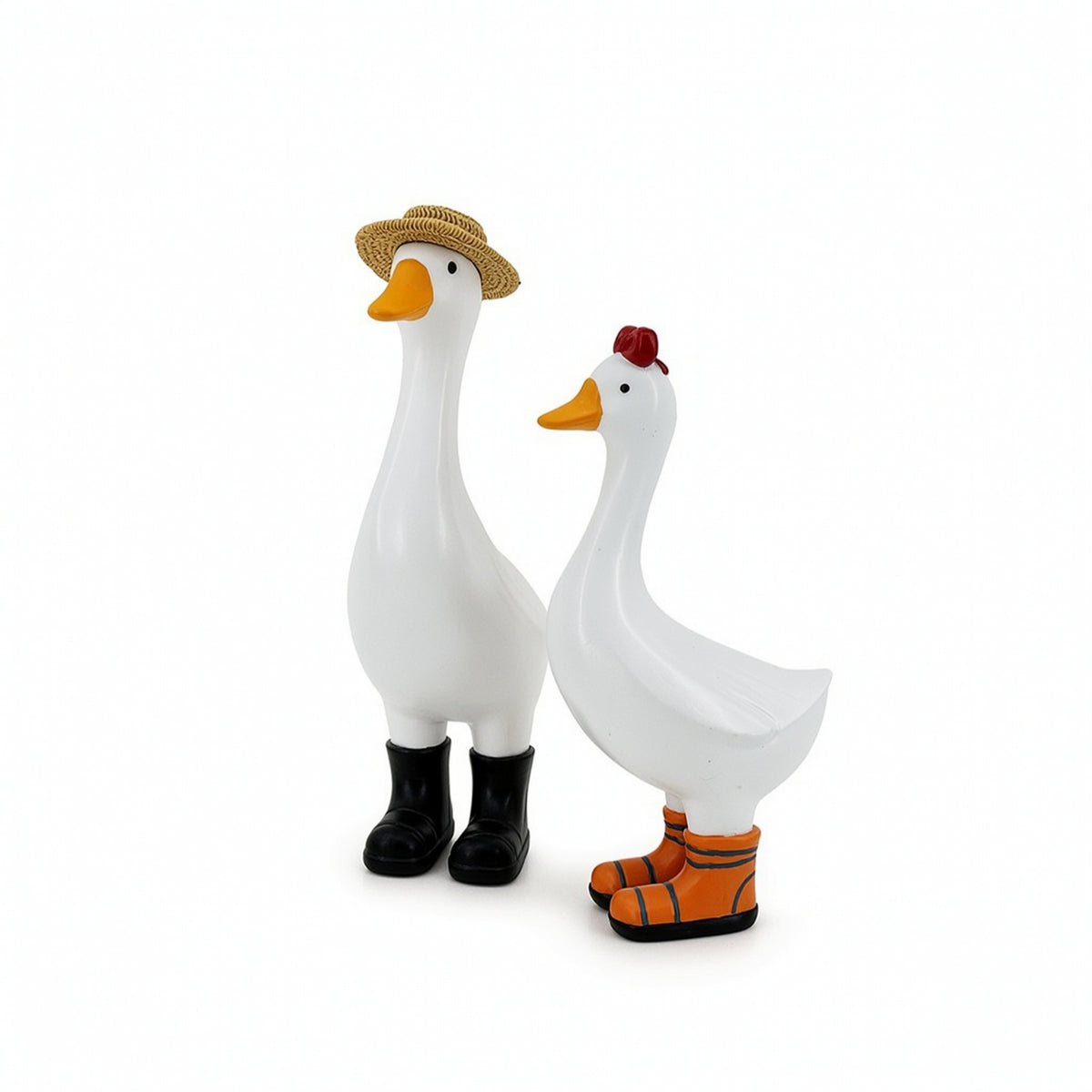 Tabletop Resin Goose Figurines Whimsical Goose Figurines with Boots Decorative Resin Bird Statues Farmhouse for Shelf, Entryway, Vanity, Bathroom Counter