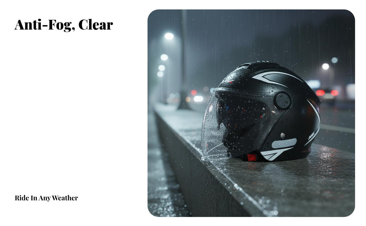 Double Visor Half Helmet 3C Certified Double Visor Helmet Anti-Fog Guarding Headwear for Men, Women, Commuting, City Riding