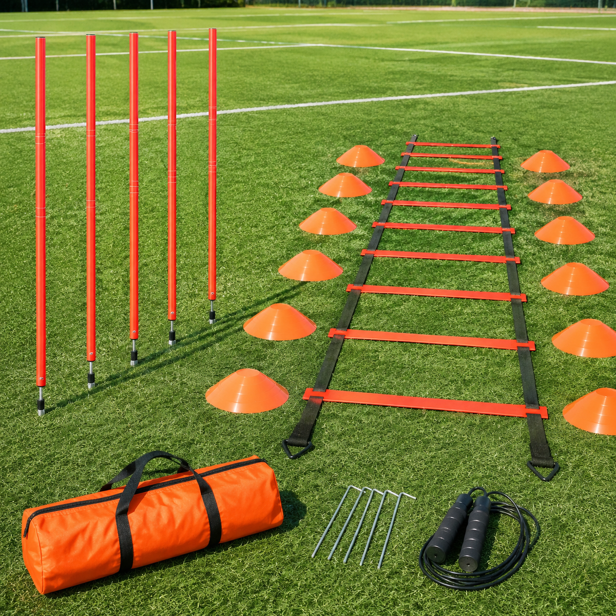 Agility Training Set, Training Equipment, Soccer, Agility, Training Gear, Explosive Power Enhancement, Footwork Practice Ladder, With Storage Bag