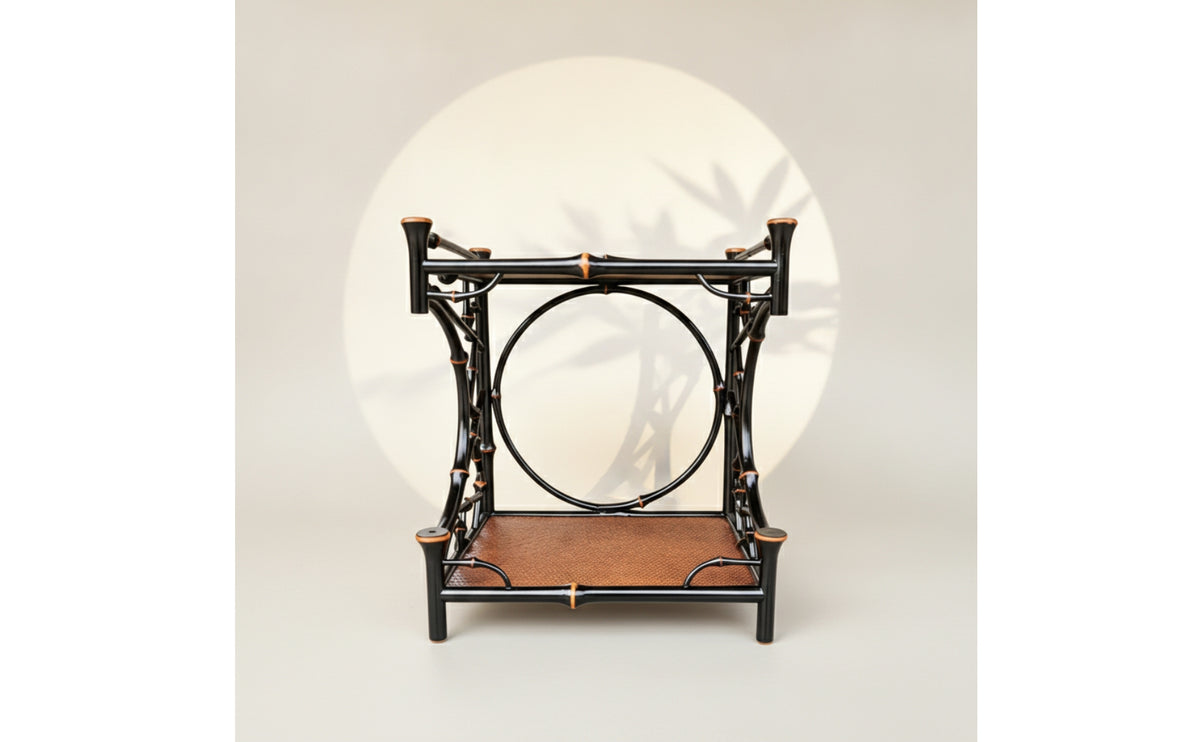 Bamboo Display Rack Antique-Influenced Tea Table Rack Open-Frame Tea Organizer for Collectors