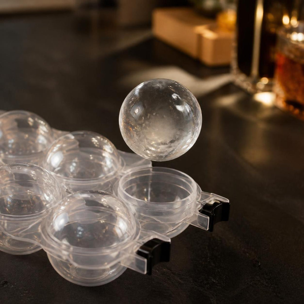 4-Cavity Sphere Ice Ball Maker Mold Set for Whiskey and Cocktails