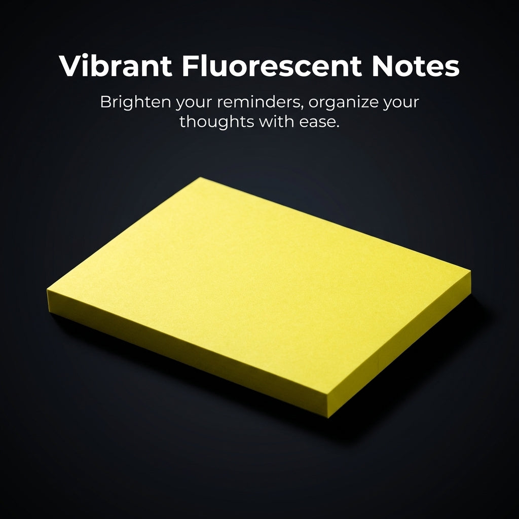 Fluorescent Sticky Notes for Office Reminders, Repositionable Self for Students, 76 x 101 Pads, 100 Sheets Per, Bright