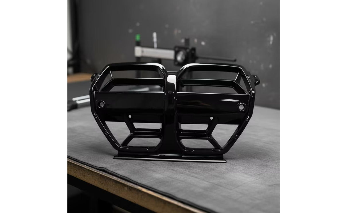 Gloss Black Front Grille with Central Divider Sporty Replacement Front Grille Stylish Kidney Grill Sleek for Car Enthusiasts