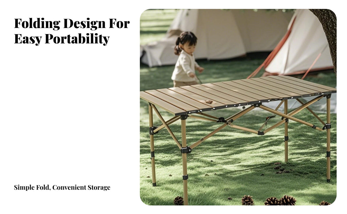 Lightweight Folding Table Portable Lightweight Folding Picnic Table Quick Setup for Families, Travel, Beach, Backyard