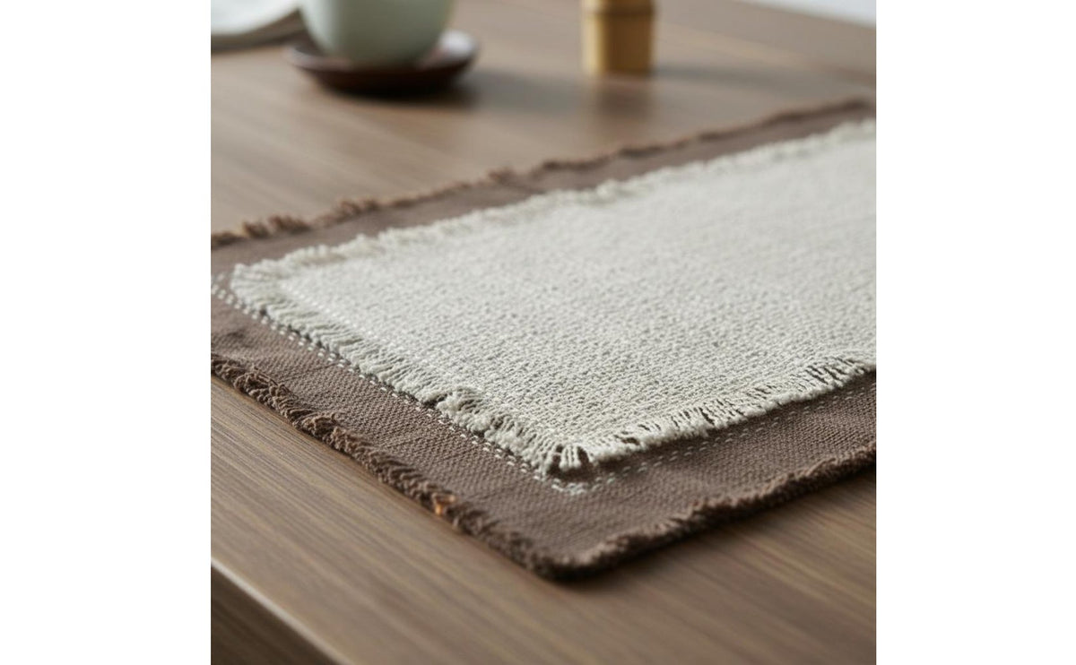 Handmade Tassel Tea Tray Mat Heat-Resistant Cotton Linen Tea Mat