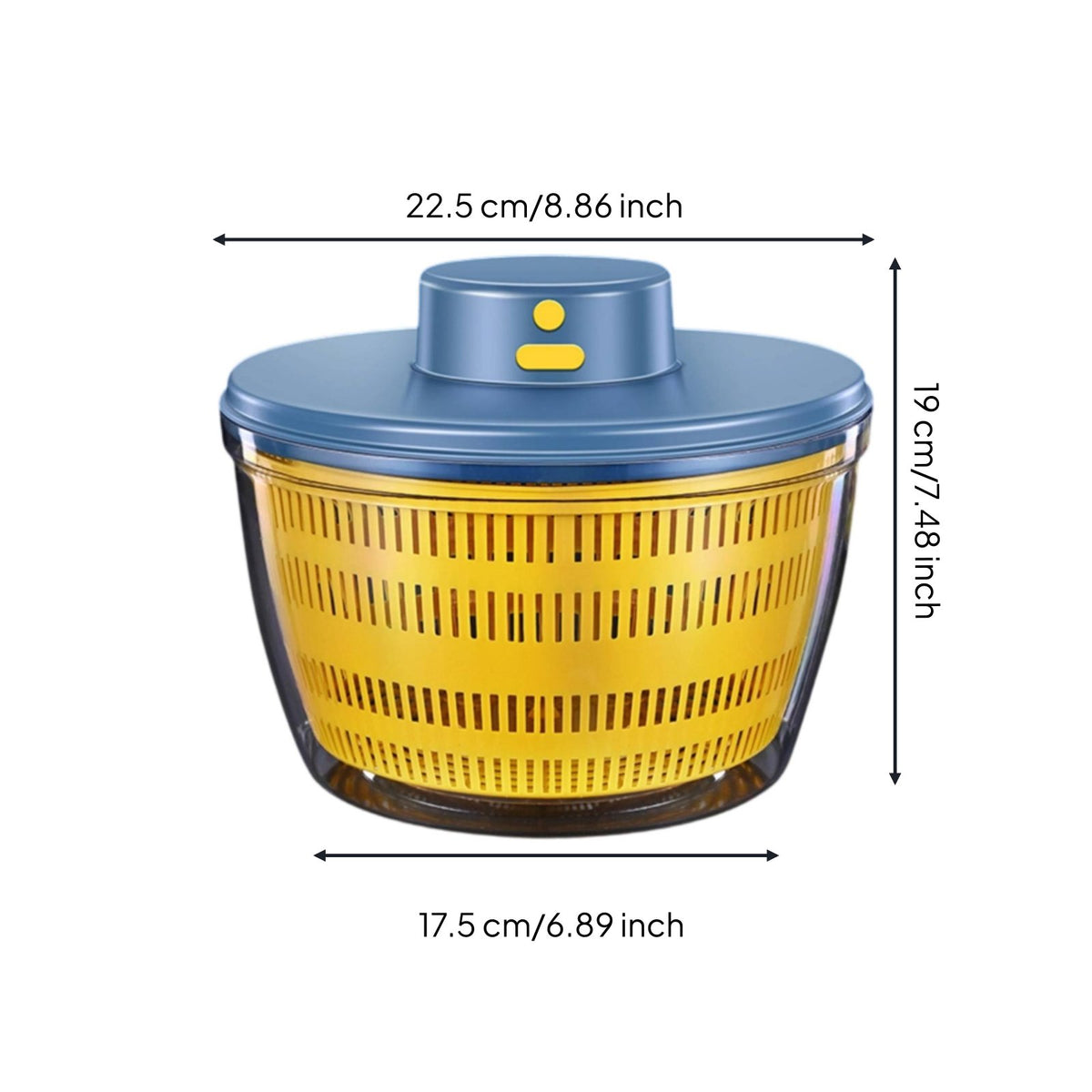Electric Salad Dryer Multifunctional Push-Button Vegetable Dryer Multipurpose Design Automatic Lettuce Dryer for Home Cooking