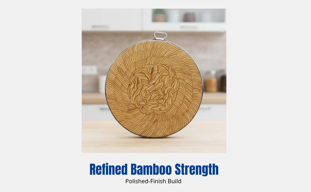Commercial Bamboo Butcher Block, Thick Round Chopping Board, Double-Sided for Kitchen, Home, Restaurant