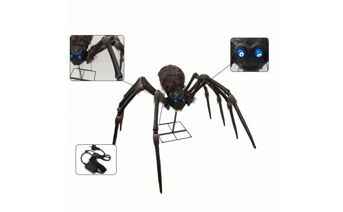 Large Giant Arachnid with Light-up Eyes Glowing Giant Arachnid with Sensor Scary Decorations Creepy for Haunted House, Yard, Porch, Halloween Party