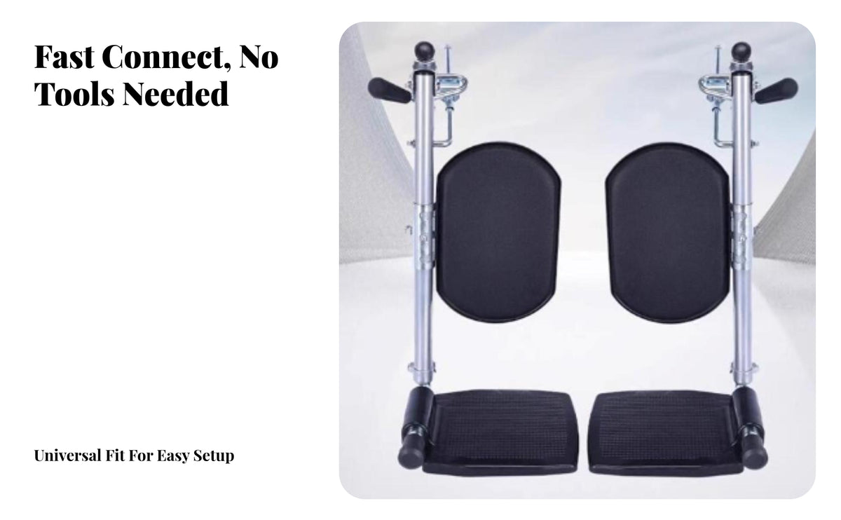 Leg Rest with Calf Panel | Textured Non-Slip Footplate, Clamp-Style Attachment Structure, for Daily Mobility