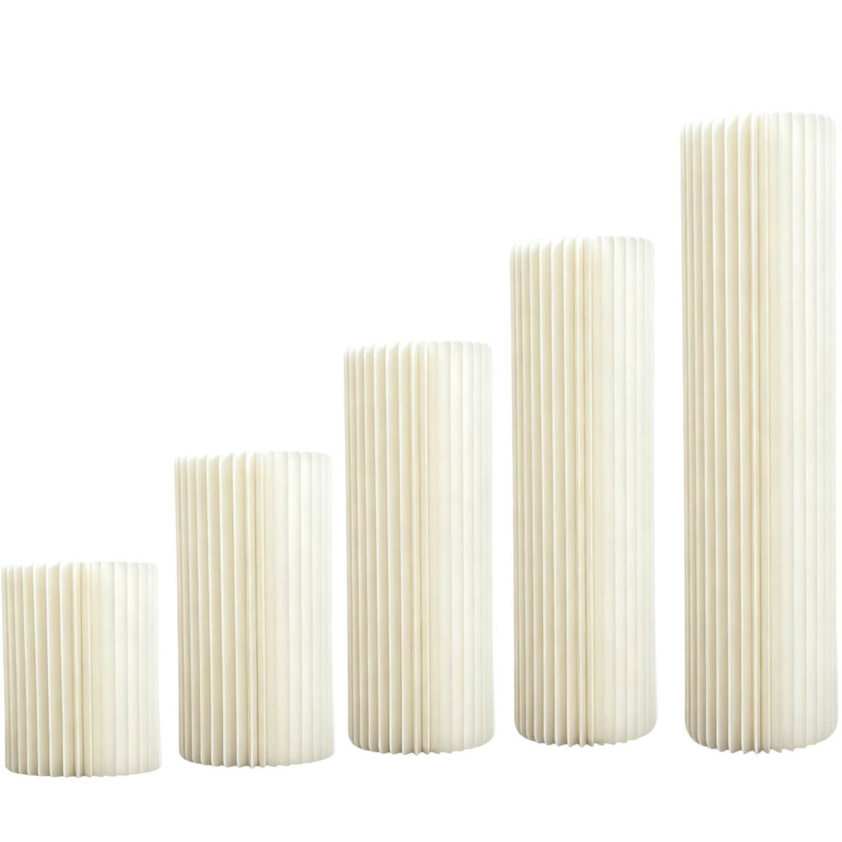 5 Pieces Reusable Foldable Cylinder Pedestal Stand Pleated Dessert Pedestal Column Lightweight Honeycomb Display Stand Clear for Party Hosts, Wedding Planners, Weddings, Birthday Parties