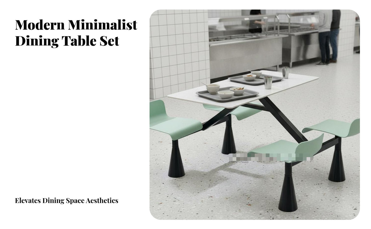 4 Person Dining Table Easy to Clean Unified Dining Unit High Load Bearing Rectangular Fast Dining Table for Employees, Cafeteria, Service Area
