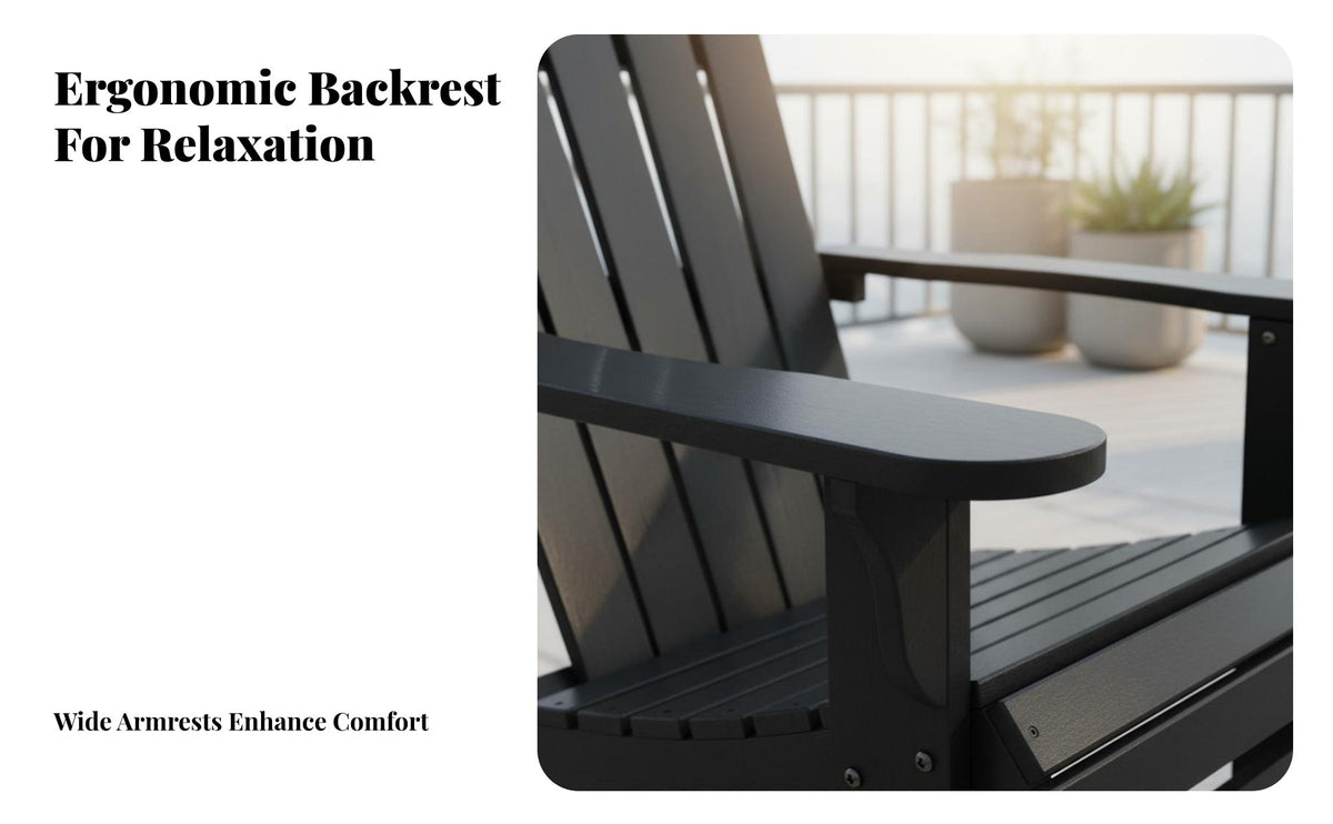Slanted rearrest Mountain Lodge Chair Wide Armrests Outdoor Furniture timeless design Patio Lounger Weather-Resistant for Garden aficionados, Homeowners, Adults, Balcony, rearyard, Porch, waterside