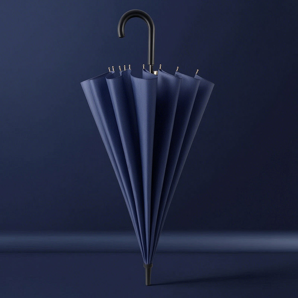 Elegant 16-Rib Umbrella Classic Long-Handle Umbrella Long-Lasting Lightweight for Professionals, Business Travel