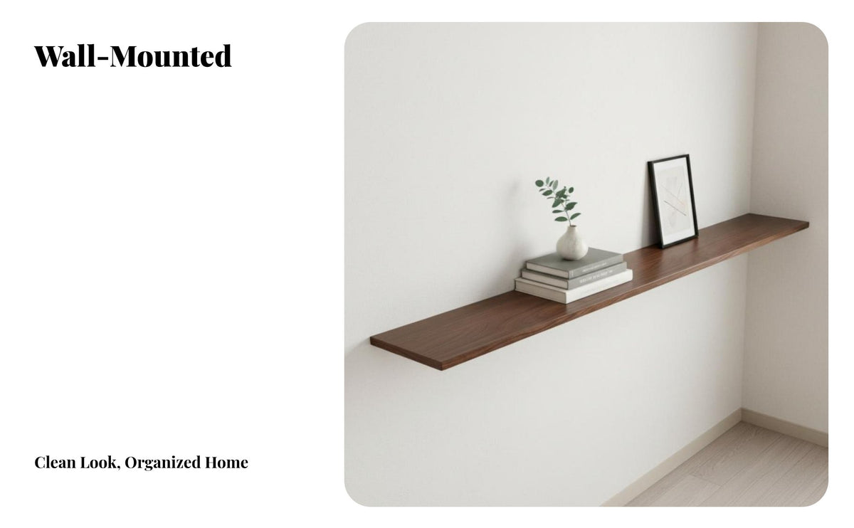 Vertical Surfacemounted Board Shelf Minimalist Design Interior Surface Interior Surface spaceSaving Display Shelf for Book Lovers, Design Aficionados