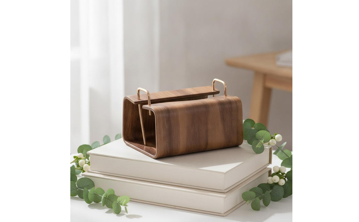 Tissue Box Cover with Metal Frame Wooden Tissue Box Cover Modern for Nightstand
