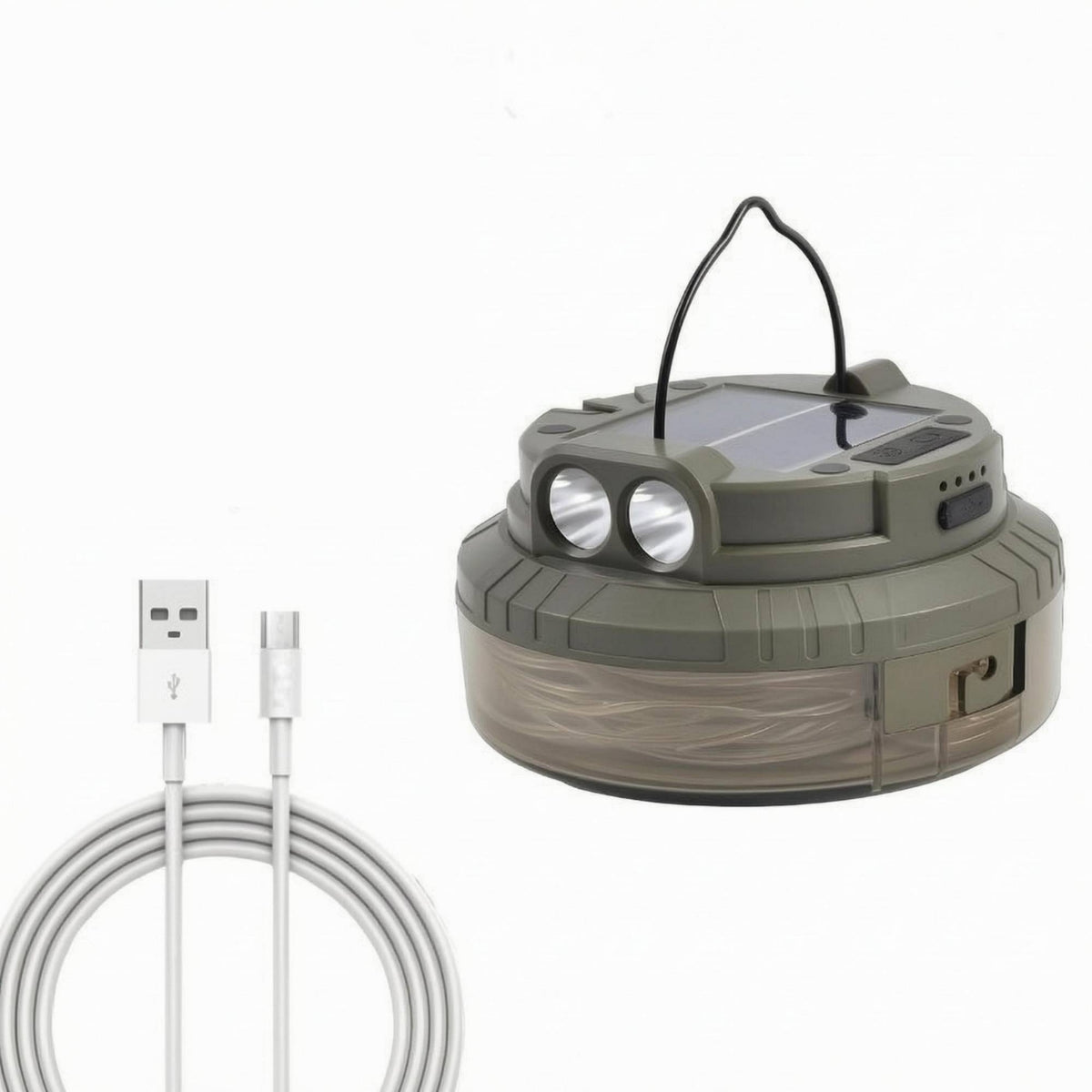Two-in-Single LED Lantern with String Lights Translucent Solar Camping String Lights
