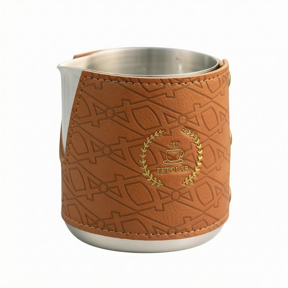 Embossed Pattern Coffee Pot with Sleeve Polished Rim Stainless Steel Coffee Pot Logo Feature Stovetop Brewer Easy to Clean