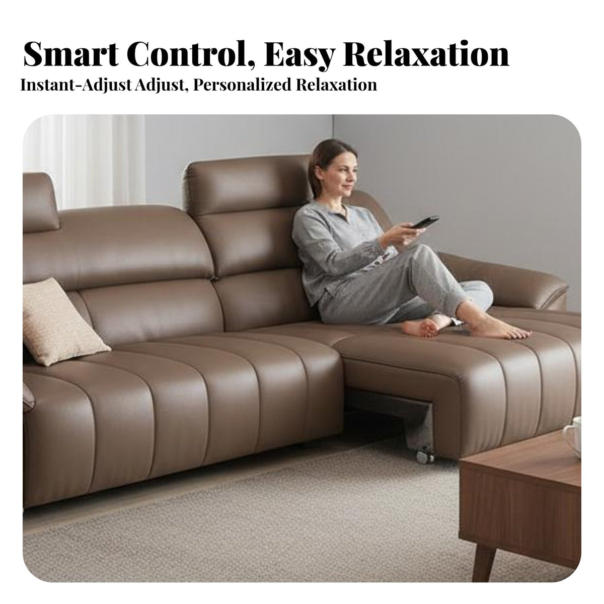 Electric Reclining Sectional with Wide siderests Wireless Remote Control Recliner Sofa High spinerest Living Room Furnishing for Adults, Large Apartment
