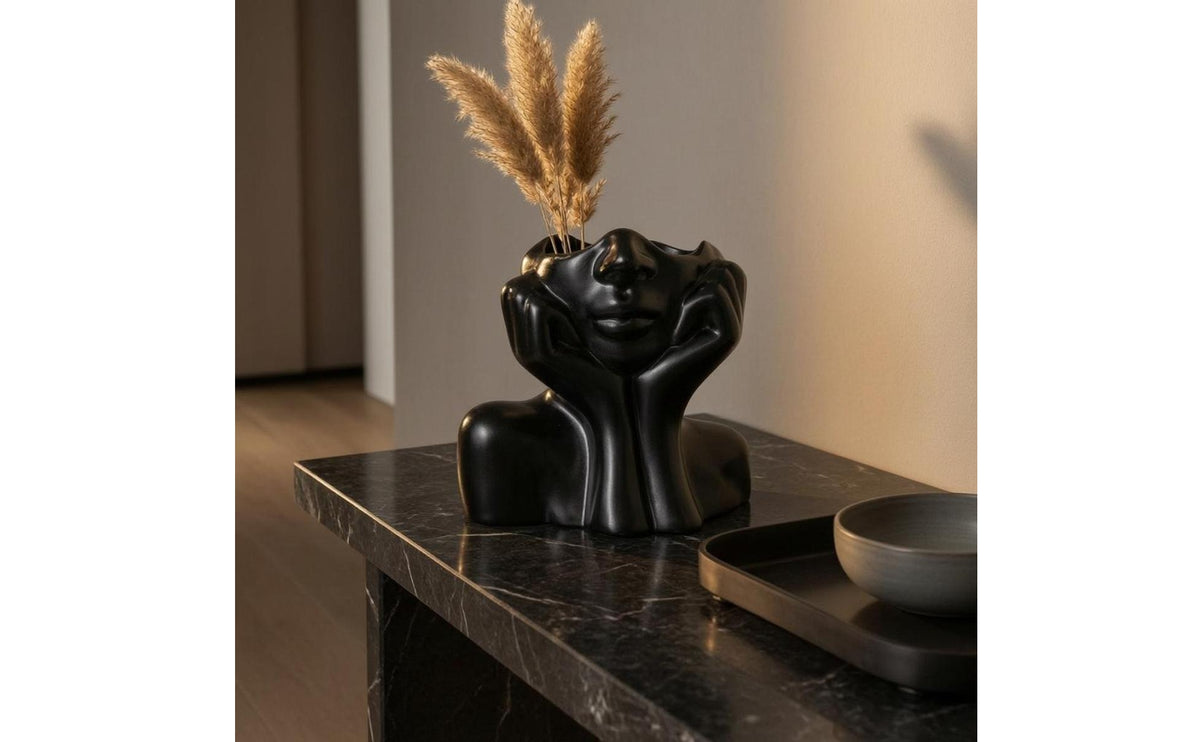 Face Vase Glossy Finish Face Planter Molded for Table