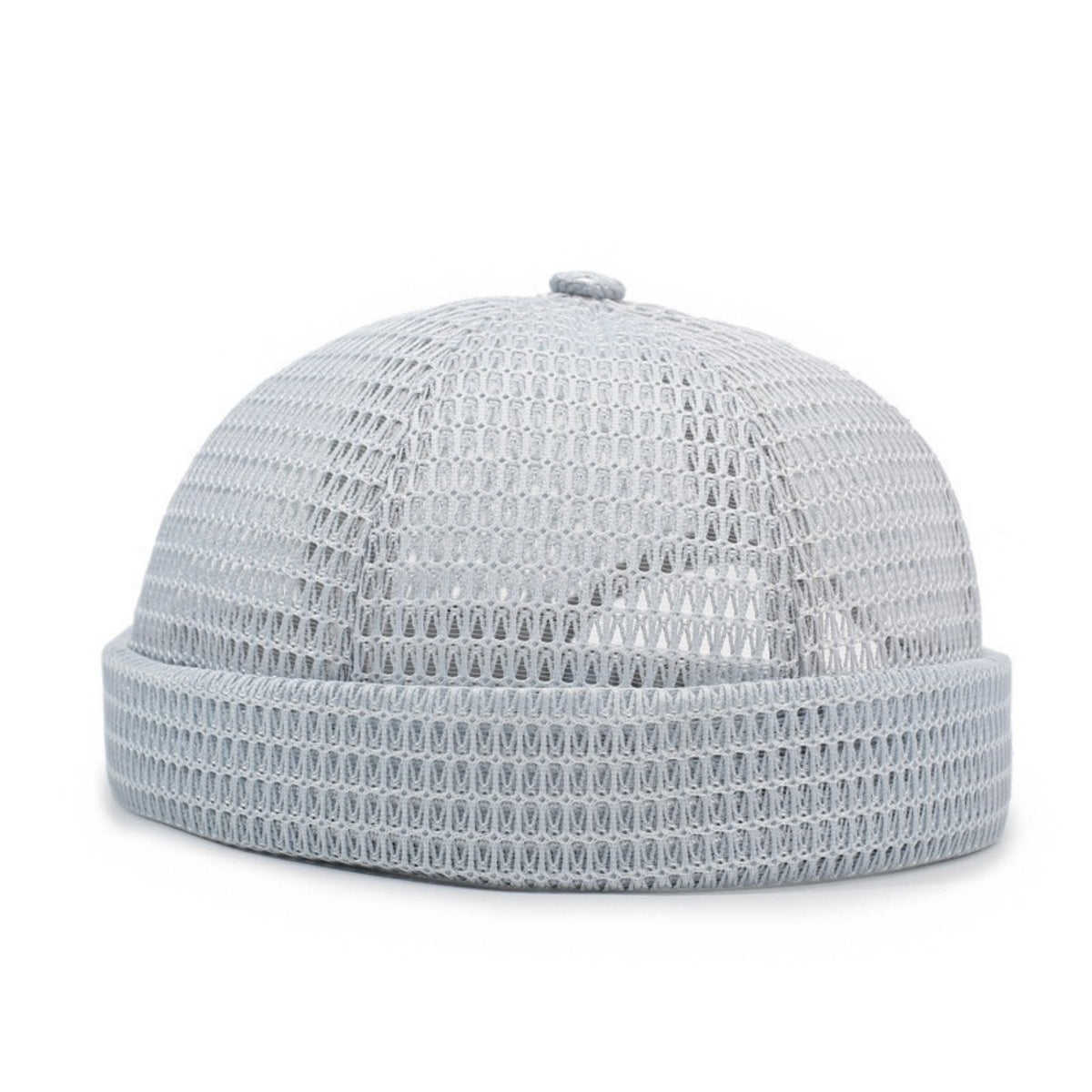 Mesh Skullcap Breathable Mesh Hat with Folded Band Netted Beanie Lightweight Brimless Hat Open-Knit for Men