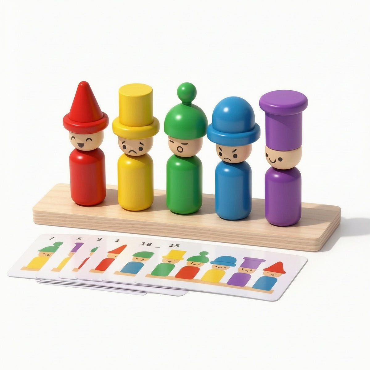 Wooden Matching Toy with Cards Fine Motor Color Matching Toy with Pegs Sorting Box with Cards Hands-on Hand-Eye Coordination