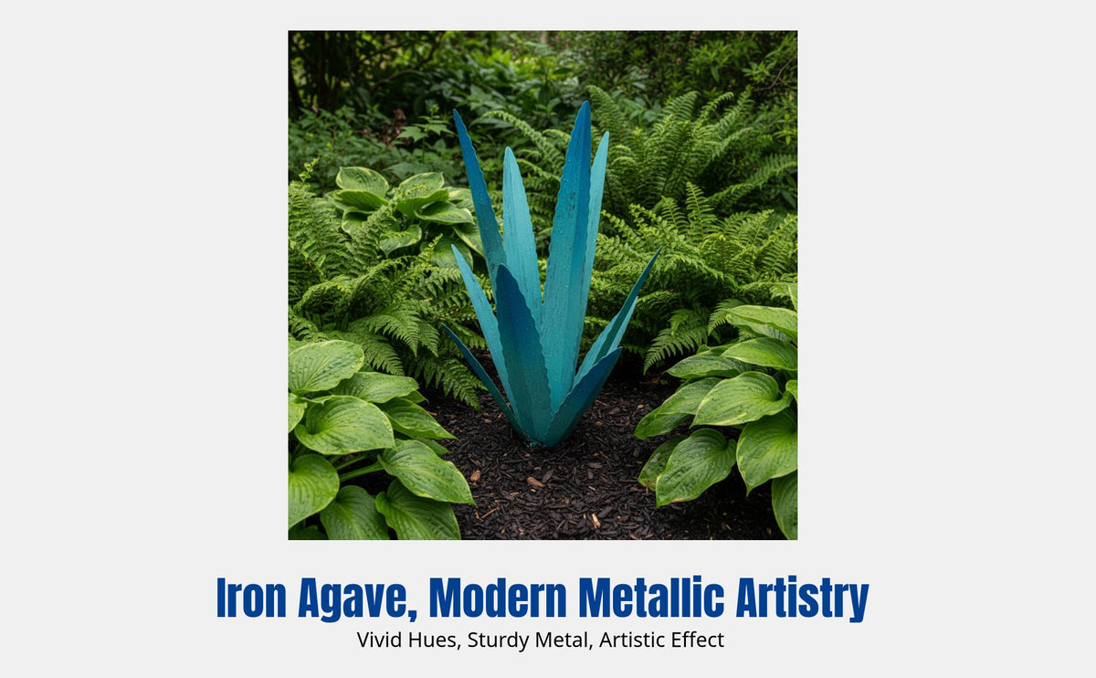 Iron Agave Outdoor Decoration, Simulated Plant Sculpture, Garden Landscape Decor, Artistic Metalwork, Colorful Design