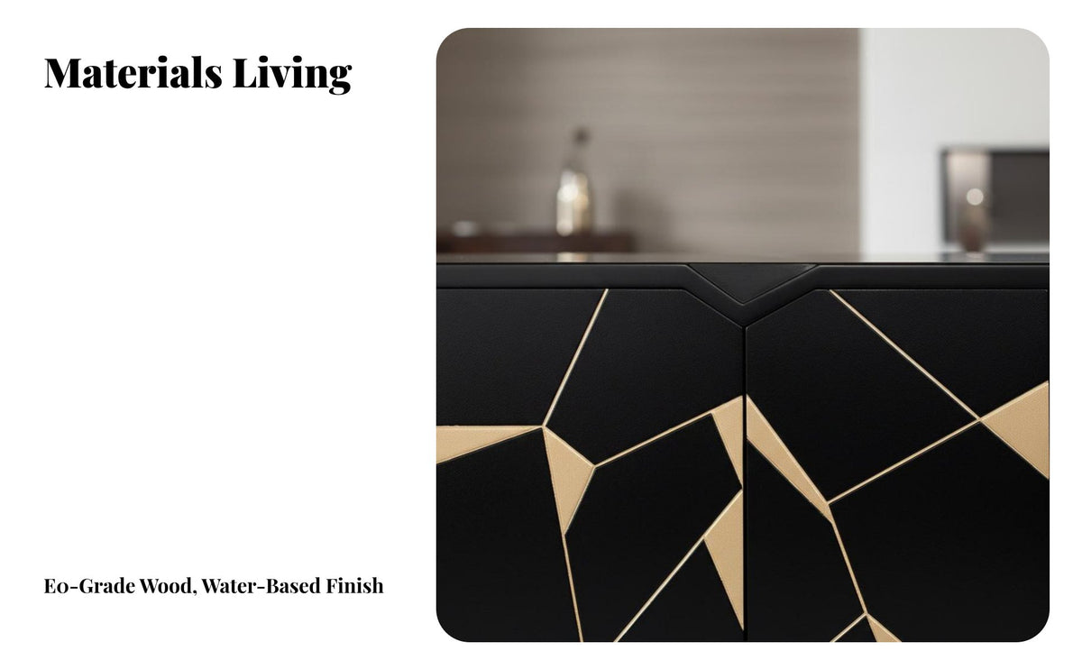 Light Luxury Design Fluted Door Credenza Post-Modern aesthetic Storage Furniture adaptable Use Sideboard Gold finishes for Interior Decorators, Homeowners, Families, Entryway, Living Room, Hallway
