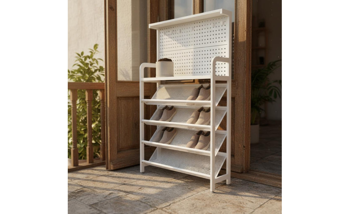 Pegboard Shoe Rack Narrow Shoe Rack Sturdy Footwear Organizer for Behind Door, Hallway