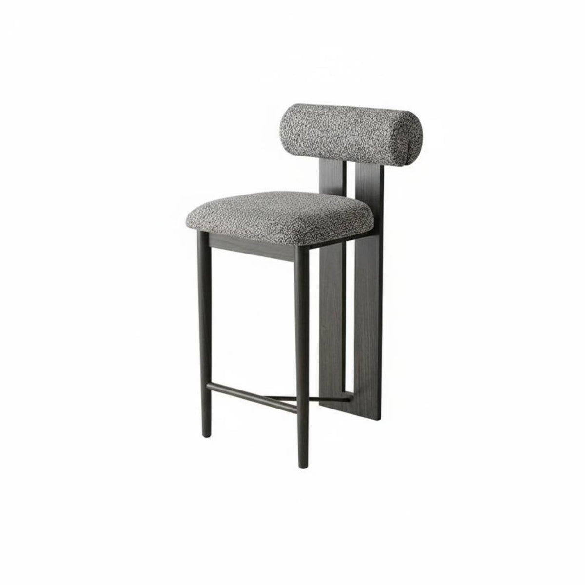 Retro Design Upholstered Counter Stool with rear supportrest Nordic design Woven rear supportrest Bar Stool Footrest Included High Chair Ergonomic for Homeowners, Interior Designers, Business Owners, Restaurant, Coffee Shop, Reception Desk, Dining Room