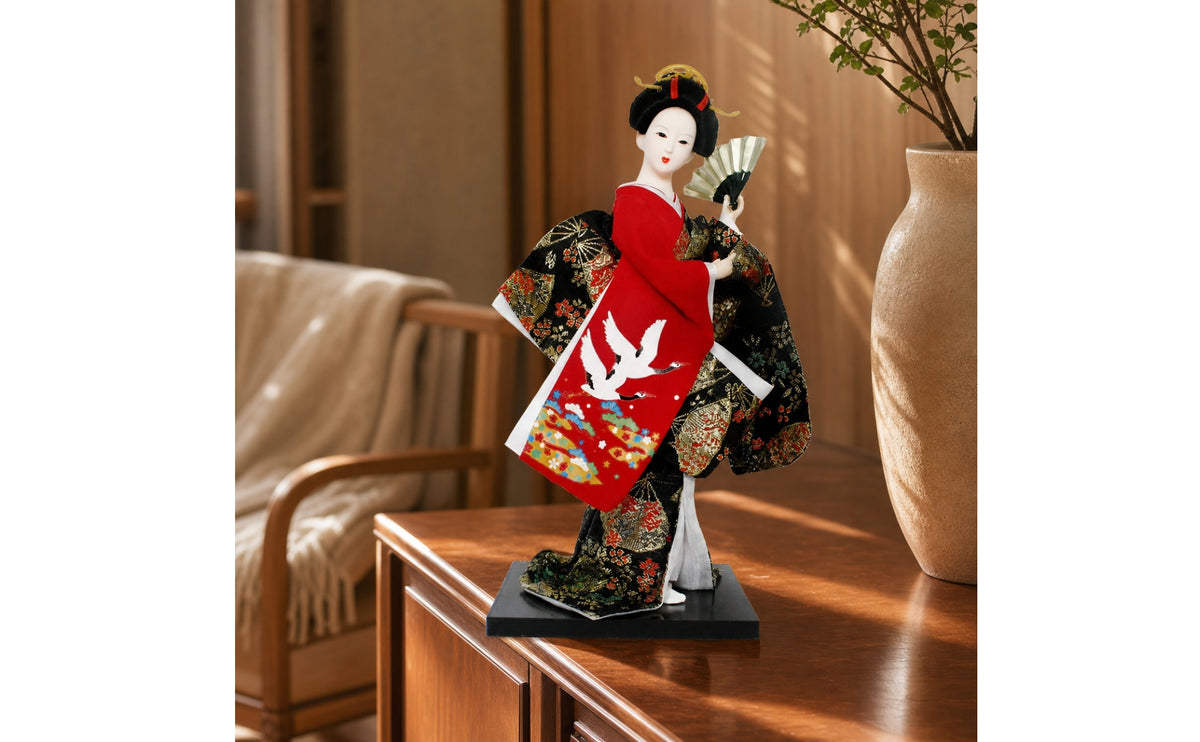 Geisha Doll Traditional Traditional Japanese Doll Decorative Statue for Art Lovers, Shelf Display