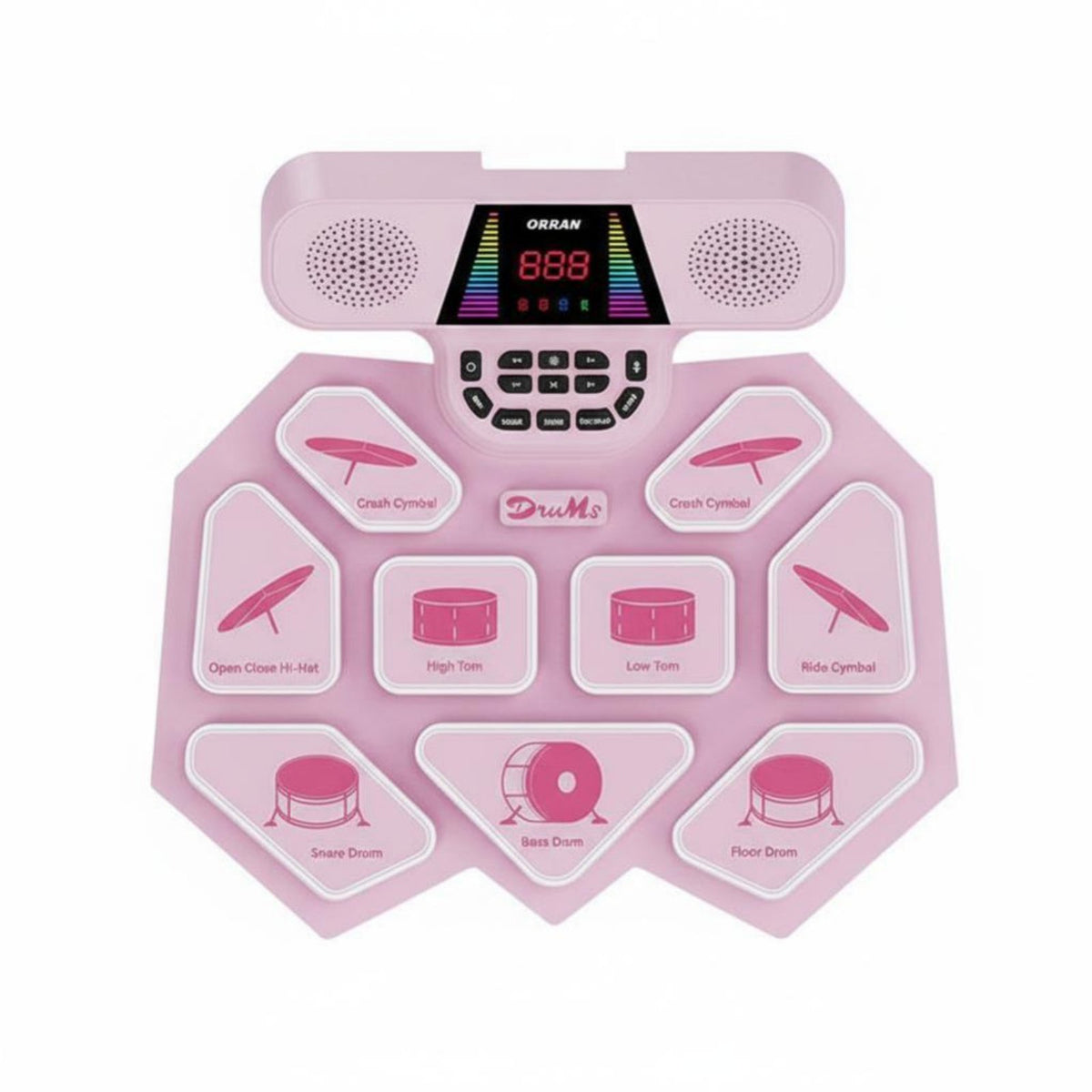 Portable Foldable Drum Practice Mat Beginner Friendly Tabletop Drum Kit Low Noise Digital Percussion Pad Headphall-in-All-in-One Audio Port for Beginners, Drummers, Travel, Apartment Living, Desktop, Studio