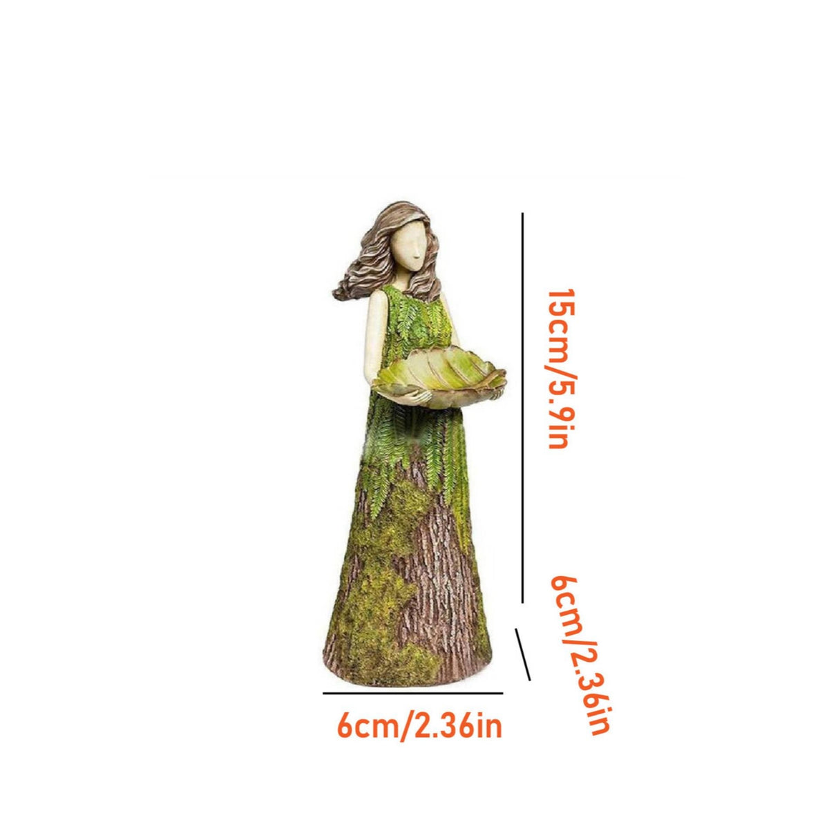Figurine with Bowl Rustic Statue Artisanal for Shelf, Patio