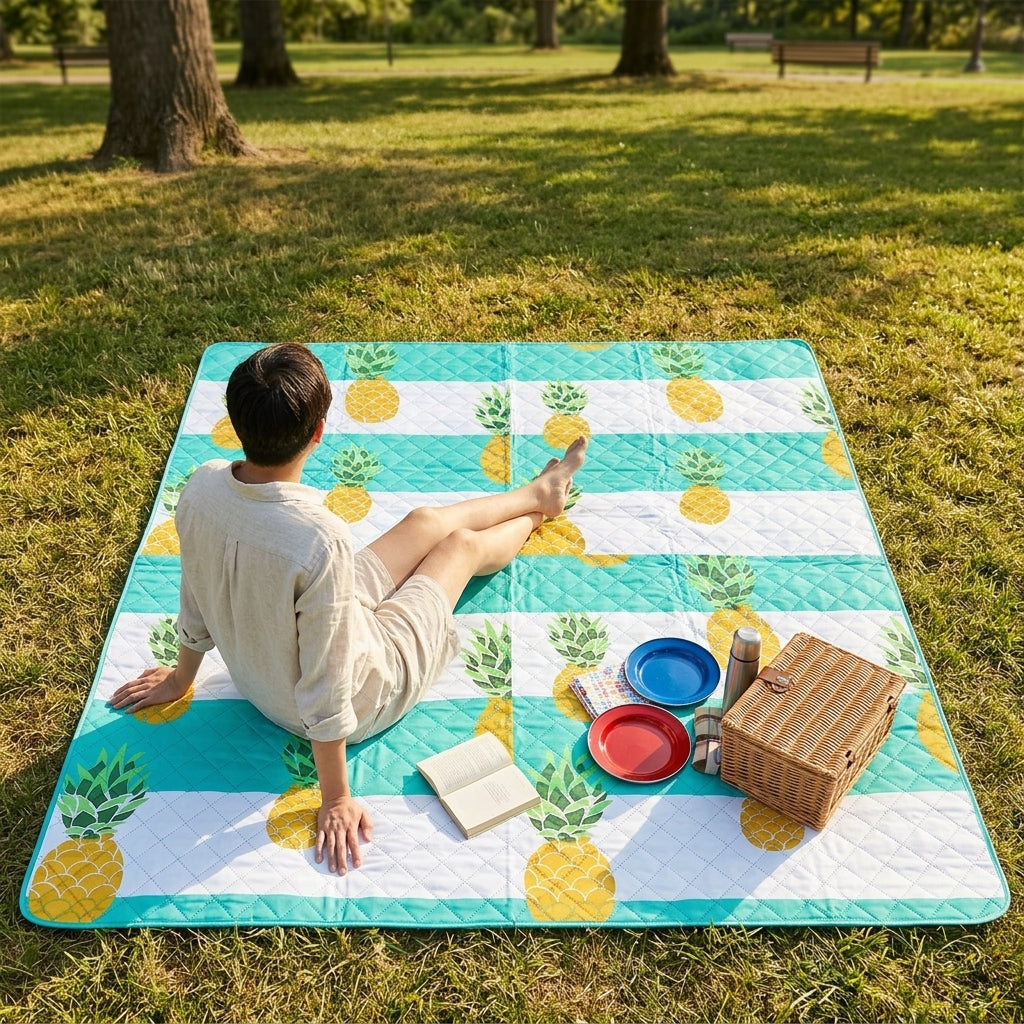 Outdoor Rug and Picnic Blanket for Family Outings, Thickened Camping Mat and Camping Blanket, Waterproof Mat and Beach Blanket, Easy to Carry