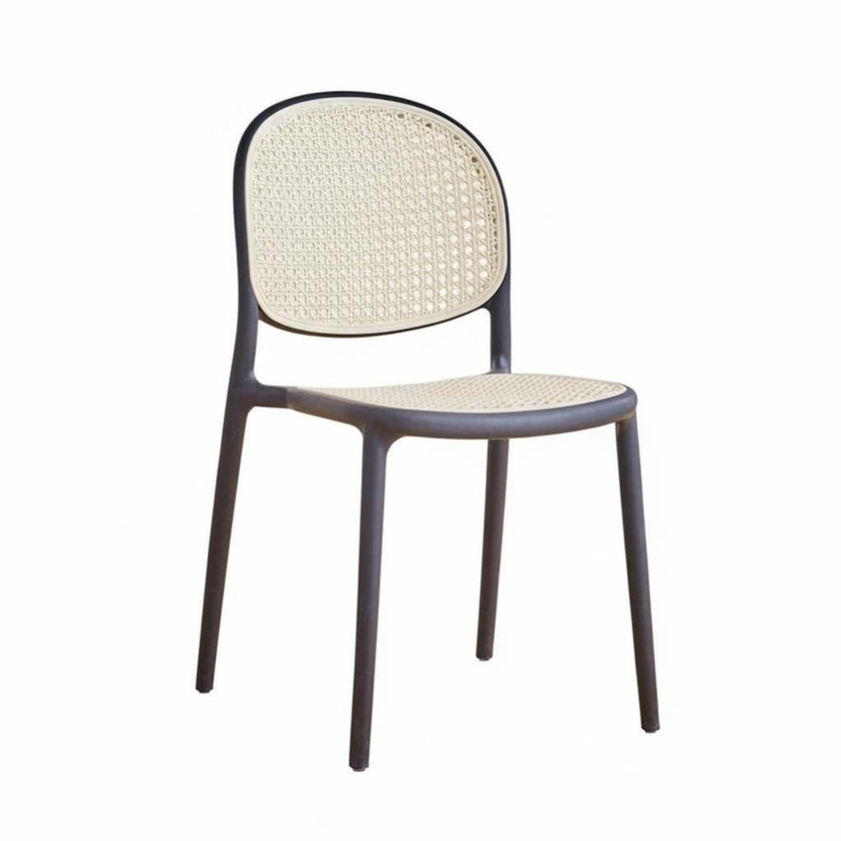 Stackable Plastic Cane-Back Chair Woven Backrest Seating Furniture Indoor/Outdoor Use Lightweight for Homeowners, Restaurant Owners, Event Planners, Dining Room, Kitchen, Home Office, Balcony