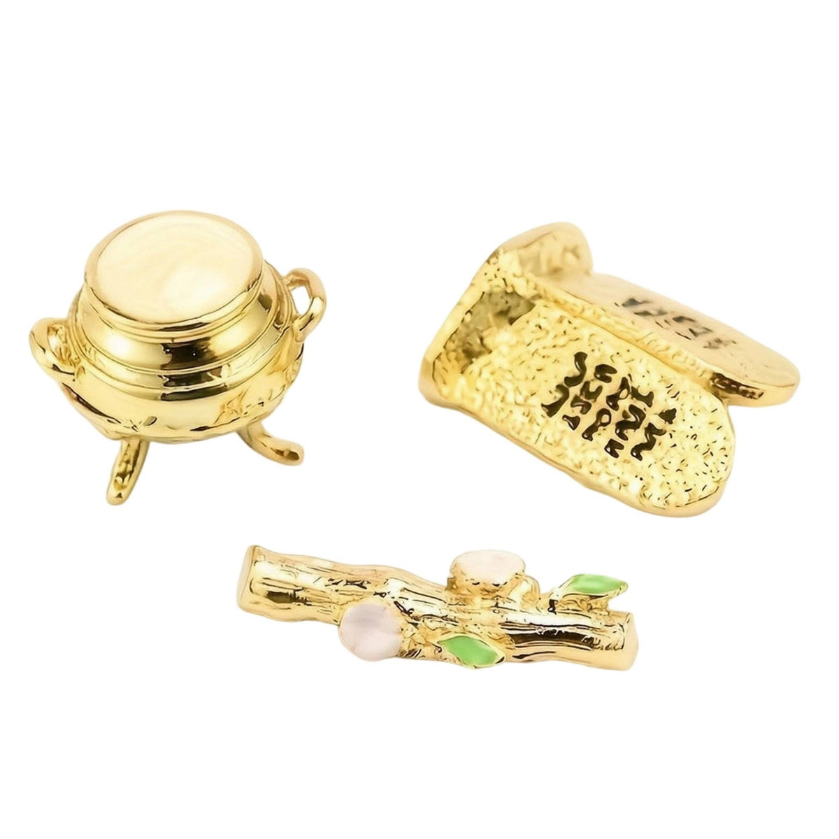3 Pieces Gold-Tone Shrine Box Ornate Religious Ornaments Catholic Sculpture Intricate for Collectors