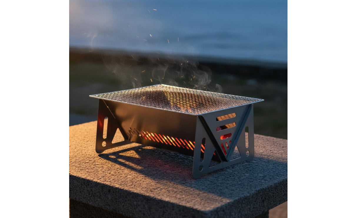 Stainless Steel Camping Grill Material Portable Ember-Fueled Grill Easy Assembly Foldable BBQ Cooker for Campers, Backyard, Picnic, Tailgating